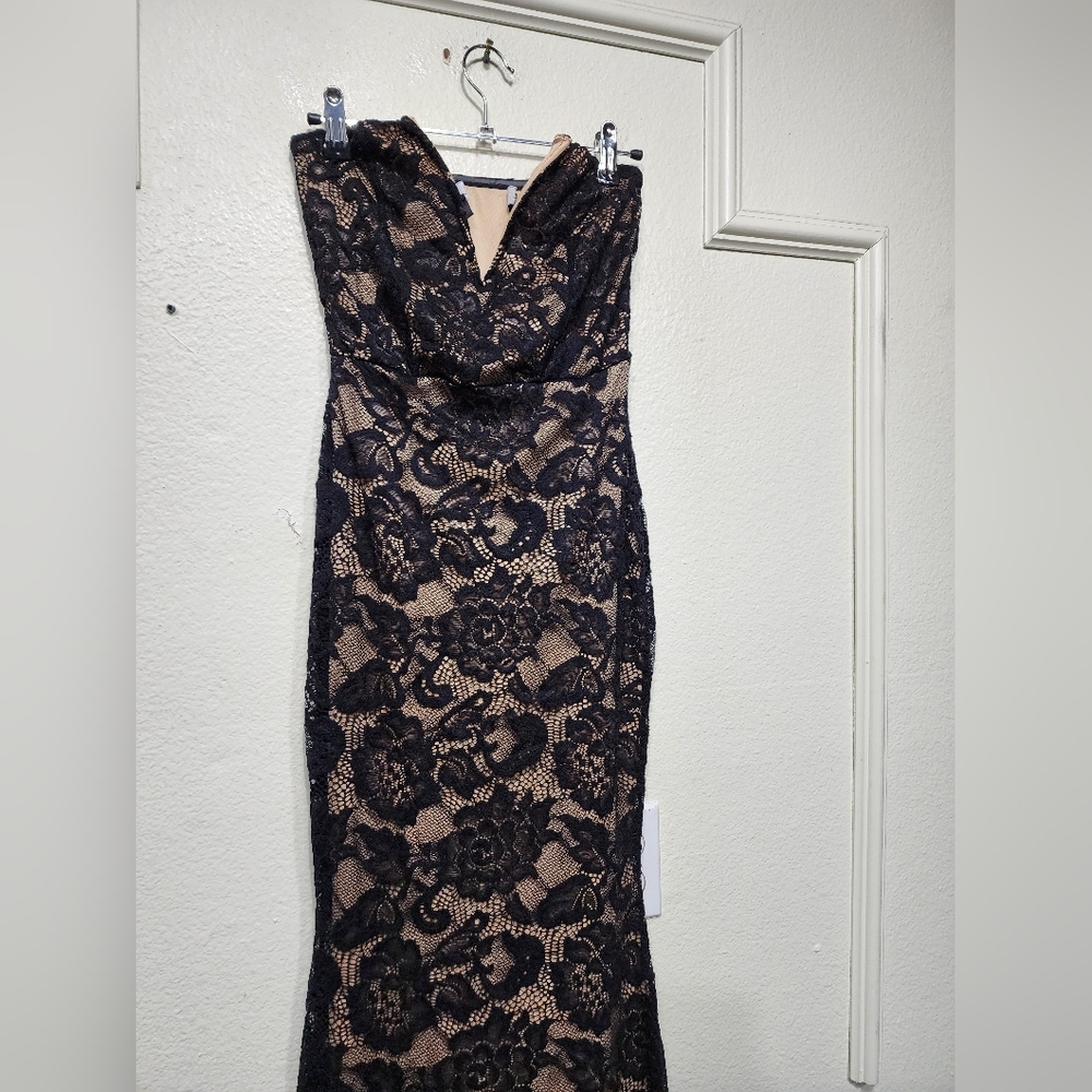Lulus Sexy Sophistication Black Lace Strapless Trumpet Maxi Dress S Wedding Prom - Picture 8 of 10